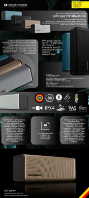 Frei Topp 24W RMS Taşınabilir Bluetooth TWS 30 Saat Dinleme Süresi  - Beyaz Renk - 6