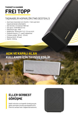 Frei Topp 24W RMS Taşınabilir Bluetooth TWS 30 Saat Dinleme Süresi  - Piano Black Renk - 1