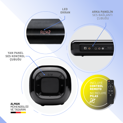 Kino Gen2 140W RMS Soundbar + Subwoofer 2.1 Hoparlör Bluetooth HDMI Uzaktan Kumanda - 15