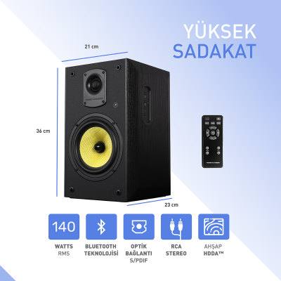 Kugel 140W RMS Hoparlör 2.0 Sinema Bluetooh 4.2 RCA Optik Uzaktan Kumanda Beyaz Renk - 12