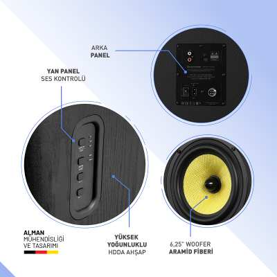 Kugel 140W RMS Hoparlör 2.0 Sinema Bluetooh 4.2 RCA Optik Uzaktan Kumanda Beyaz Renk - 13