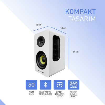Kumpel 50W RMS Hoparlör 2.0 Bluetooh 5.0 RCA Optik Siyah Renk - 5