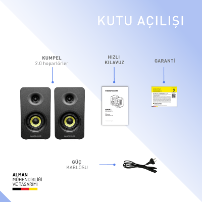 Kumpel 50W RMS Hoparlör 2.0 Bluetooh 5.0 RCA Optik Siyah Renk - 10