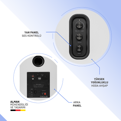 Kurbis 72W RMS Hoparlör 2.0 Sinema Bluetooh 5.0 RCA Optik Uzaktan Kumanda Beyaz Renk - 4