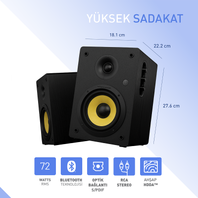 Kurbis 72W RMS Hoparlör 2.0 Sinema Bluetooh 5.0 RCA Optik Uzaktan Kumanda Siyah Renk - 11